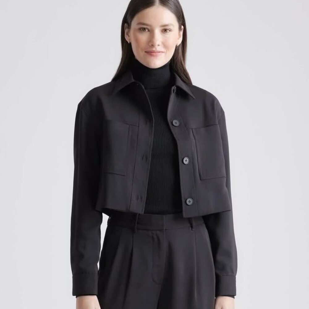 NWT Quince stretch crepe cropped jacket